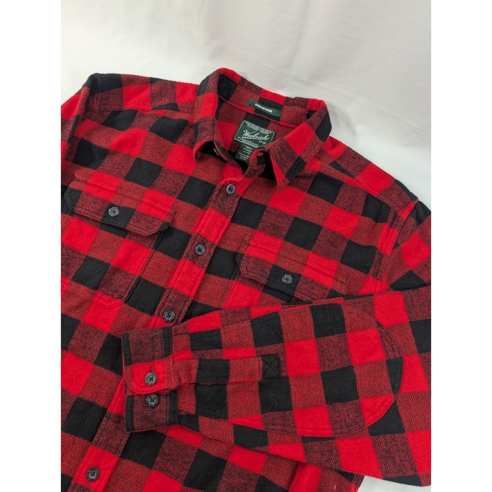 Woolrich Oxbow Bend Heavy Flannel Shirt Red Buffalo Plaid Mens Size XL Excellent